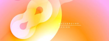 Soyut sıvı şekiller, sıcak renk paleti. Gradyan arkaplan yumuşak görsel akış yaratıyor, modern tasarım ögesi.