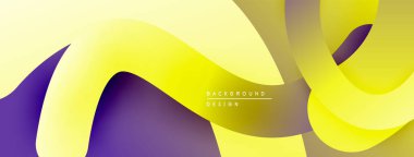Soyut sarı mor dalgalar dinamik bir zemin oluşturur. Yumuşak eğimler hareketi, modern tasarım estetiği önerir.