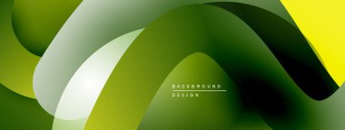 Soyut sıvı şekilleri, canlı yeşiller, sarılar dinamik bir zemin oluşturur. Modern tasarım, pürüzsüz eğimler, zarif kompozisyon.