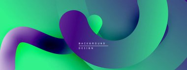 Soyut sıvı şekiller, canlı renklerin karışımı. Modern tasarım, pürüzsüz eğimler dinamik kompozisyon yaratır. Arkaplanda metin ögeleri.