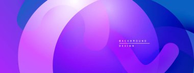 Soyut sıvı şekilleri, canlı mor, mavi gradyanlar. Arka planlar ve sunumlar için modern tasarım öğesi. Düz geçişler dinamik görsel efekt yaratır.