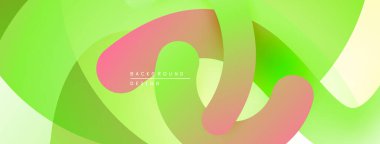 Soyut canlı katmanlar akıcı tasarım yaratır. Yumuşak gradyanlar yeşil, pembe renkleri harmanlarlar. Dijital projeler için modern arkaplan.