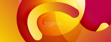 Soyut sıvı şekiller, sıcak renk paleti. Turuncu, sarı, kırmızı renkler dinamik bileşim oluşturur. Modern tasarım ögesi.