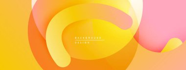 Soyut akışkan şekiller harmanlanarak, sıcak bir arkaplan oluşturur. Sarılar, portakallar, pembeler kompozisyona hakim. Modern tasarım ögesi.