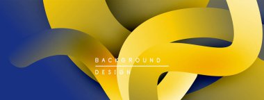 Soyut sıvı şekiller, sarı artı mavi renkler. Modern tasarım, pürüzsüz eğimler dinamik kompozisyon yaratır. Minimalist estetik.