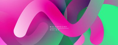 Soyut sıvı şekiller, canlı renklerin karışımı. Modern tasarım, pürüzsüz eğimler dinamik kompozisyon yaratır. Mükemmel arkaplan.