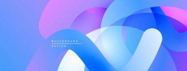 Soyut arkaplan özellikleri üst üste binen şeffaf şekiller. Mavi, mor renkler pürüzsüz bir değişim etkisi yaratır. Minimalist tasarım.