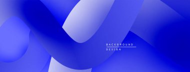 Soyut mavi şekiller dinamik gradyan arkaplan oluşturur. Yumuşak kıvrımlar hareketi, modern tasarım estetiğini akla getiriyor.