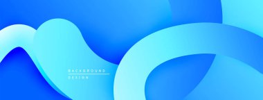 Soyut mavi arkaplan. Pürüzsüz akış şekilleri dinamik görsel efektler yaratır. Gradyan gölgeler modern estetik sunar.