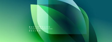 Soyut yeşil arkaplan. Üst üste binen şekiller yaprak benzeri şekiller yaratır. Değişken renklere sahip modern tasarım, pürüzsüz geçişler.