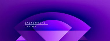 Mor soyut arka plan. Geometrik şekiller, dinamik görsel efekt oluşturur. Modern tasarım elementleri. Düzen eğimleri kompozisyona hakim.