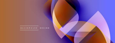 Soyut arkaplan özellikleri üst üste binen şekiller, gradyanlar. Sıcak renkler serin tonlarla harmanlanarak, dinamik görsel efekt yaratır.