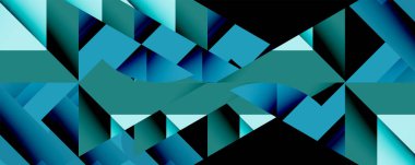 Soyut geometrik desen. Mavi gölgeler keskin açılar yaratır, karmaşık şekiller oluşturur. Modern tasarım dijital estetiği çağrıştırıyor.