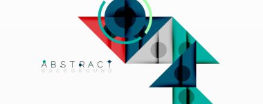 Geometrik şekiller üst üste binerek modern soyut tasarım yaratır. Renkler arasında mavi, kırmızı, mavi, gri var. Minimalist kompozisyon, mevcut temiz çizgiler.