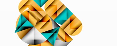 Soyut geometrik şekiller, altın, deniz mavisi renkleri karmaşık iç içe geçmiş tasarımlar yaratır. Minimalist tarz, temiz çizgiler, modern estetik..