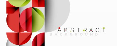 Geometrik şekiller, canlı renkler modern soyut tasarım yaratır. Kırmızı, yeşil, beyaz renkler kompozisyona hakim. Temiz çizgiler, pürüzsüz eğimler, görsel uyum sunar.