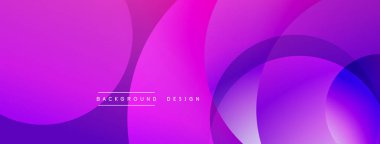 Soyut arkaplan, üst üste binen daireler, canlı mor renkler, pürüzsüz eğimler. Dijital projeler için modern tasarım ögesi.