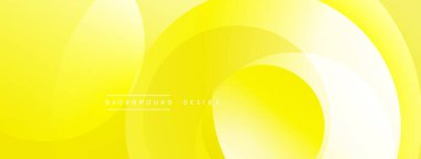 Sarı soyut arkaplan. Üst üste binen daireler dinamik görsel efekt yaratır. Sancaklar ve web siteleri için modern tasarım uygun.