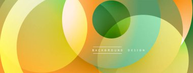 Soyut renkli çemberler örtüşüyor ve canlı bir arkaplan oluşturuyor. Pürüzsüz eğimler, modern tasarım, basit şekiller görsel ahenk sunar.