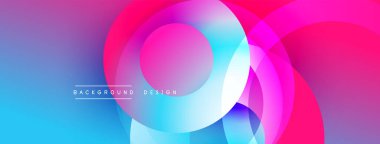 Soyut, enerjik bir arkaplan. Üst üste binen daireler dinamik görsel efekt yaratır. Gradyan renkler pürüzsüz, modern tasarım ögesi.