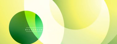 Soyut şekiller örtüşür, değişim etkisi yaratır. Sarı, yeşiller kompozisyona hakim. Minimalist tasarım modern estetiği öneriyor.