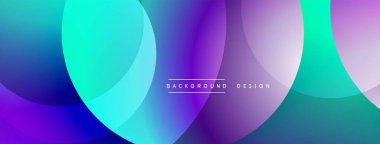 Soyut renkli çemberler çakışıyor, canlı gradyanlar yaratıyor. Arka planlar ve sunumlar için modern tasarım öğesi. Yumuşak geçişler görünür.