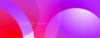 Soyut, enerjik bir arkaplan. Üst üste binen daireler dinamik pembe, mor, kırmızı gradyanlar oluşturur. Projeler için modern tasarım ögesi.