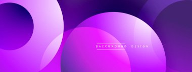Soyut mor arkaplan. Üst üste binen daireler dinamik değişim etkisi yaratır. Sancaklar ve sunumlar için modern tasarım uygun.