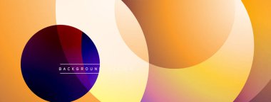 Soyut renkli arkaplan. Üst üste binen daireler dinamik görsel efekt yaratır. Sıcak tonlar modern estetik sunarak kompozisyona hakim..