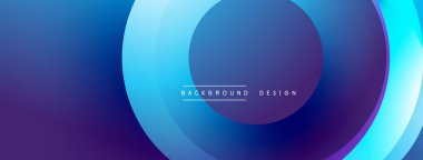 Soyut arka plan katmanlı daireler, canlı mavi, mor renkler. Modern tasarım elementleri dinamik görsel efekt yaratır.
