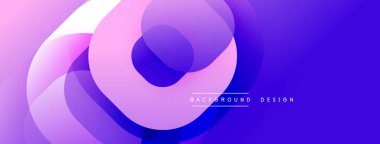 Soyut mor arkaplan, üst üste binen daireler oluşturarak dinamik görsel efekt yaratır. Modern tasarım elementleri teknoloji ve yenilik öneriyor.