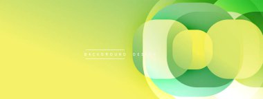 Soyut sarı yeşil tasarım. Üst üste binen daireler modern görsel efektler yaratır. Düz eğimler, basit şekiller, temiz estetik..