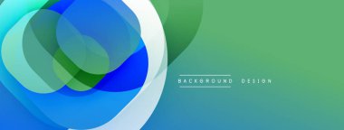 Soyut tasarım özellikleri üst üste binen mavi, yeşil daireler. Gradyan arka plan modern görsel efekt yaratır. Basit metin arkaplan tasarımı okur.