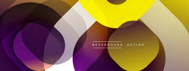 Soyut tasarım özellikleri üst üste binen daireler, canlı renkler. Sarı, mor, kahverengi renkler modern estetik yaratır. Minimalist stil.