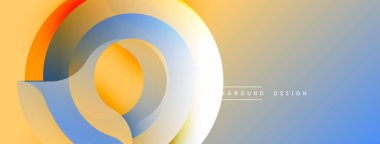 Soyut renkli katmanlar dinamik görsel efekt yaratır. Yumuşak eğimler harmanlanır, dairesel şekiller oluşturur. Minimalist tasarım, modern estetik.