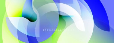 Soyut sıvı şekilleri örtüşür ve canlı renk değişimleri yaratır. Mavi, yeşil, sarı renkler tasarımda baskın. Modern, dinamik kompozisyon.