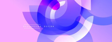Soyut tasarım özellikleri üst üste binen daireler, gradyanlar. Pembe, mor, mavi renkler modern görsel efektler yaratır. Arkaplan metni arkaplan tasarımı okur.