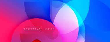 Soyut parlak daireler üst üste binerek dinamik pembe ve mavi renkler yaratıyor. Metin, kompozisyon içerisindeki arkaplan tasarımını okur.