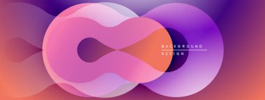 Soyut renkli şekiller, sıvı dinamik bileşimi oluşturur. Gradyan renkler harmanlanarak modern görsel deneyimi oluşturur..