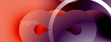 Soyut gradyan şekiller çakışıyor. Sıcak kırmızılar serin morlara dönüşür, dinamik görsel doku yaratır. Modern tasarım ögesi.
