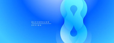 Soyut mavi arkaplan akışkan şekiller içerir. Gradyan derinlik yaratır, modern estetik. Dijital projeler için uygun minimalist tasarım.