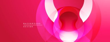 Soyut pembe tasarım. Üst üste binen daireler dinamik görsel efekt yaratır. Dereceli gölgeler derinlik ekler, modern estetik.