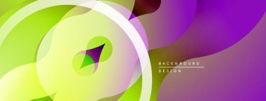 Soyut sıvı şekiller, canlı renklerin karışımı. Yeşil, mor renkler dinamik kompozisyon yaratır. Arka planlar için modern tasarım ögesi.