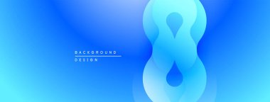 Soyut mavi arkaplan akışkan şekiller içerir. Gradyan derinlik yaratır, modern estetik. Dijital projeler için uygun minimalist tasarım.