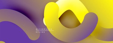 Soyut sıvı şekilleri, mor ve sarı renkleri harmanlıyor. Modern tasarım, hareket, derinlik ve görsel ilgiyi çağrıştırıyor. Arkaplanda değişken geçişler var.