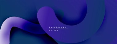 Soyut akışkan şekiller, canlı mavi mor gradyanlar. Modern tasarım ögesi, düz eğriler dinamik bileşim oluşturur.