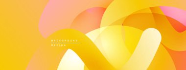 Soyut sarı arkaplan. Üst üste binen şekiller yumuşak eğimler ve sıcak tonlar yaratır. Minimalist tasarım, modern estetik.