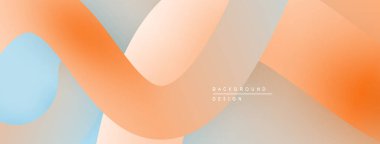 Soyut akışkan şekiller, sıcak renkler, yumuşak eğimler. Minimalist tasarım, modern estetik, arka plan dokusu. Açık turuncu, soluk mavi renkler.