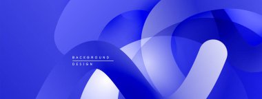 Soyut mavi arkaplan. Üst üste binen şekiller dinamik ve modern görsel efektler yaratır. Yumuşak eğimler derinlik ve sadelik sunar.