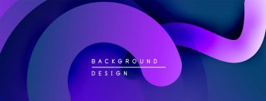 Soyut sıvı şekiller, canlı mor renkler derin maviler ile harmanlanır. Modern tasarım hareketi, enerjiyi, karmaşıklığı çağrıştırıyor.